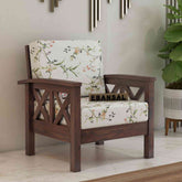 Prio Solid Sheesham Wood 1 Seater Sofa (Walnut Finish)